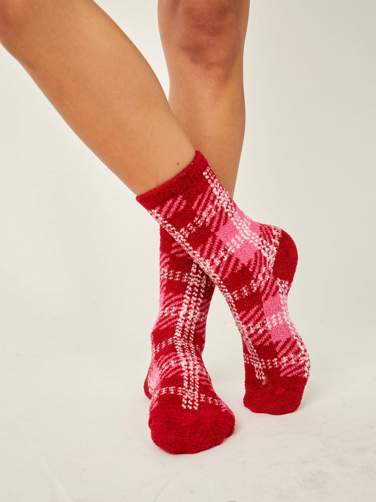Hilarie Plaid Crew in Cherry Combo