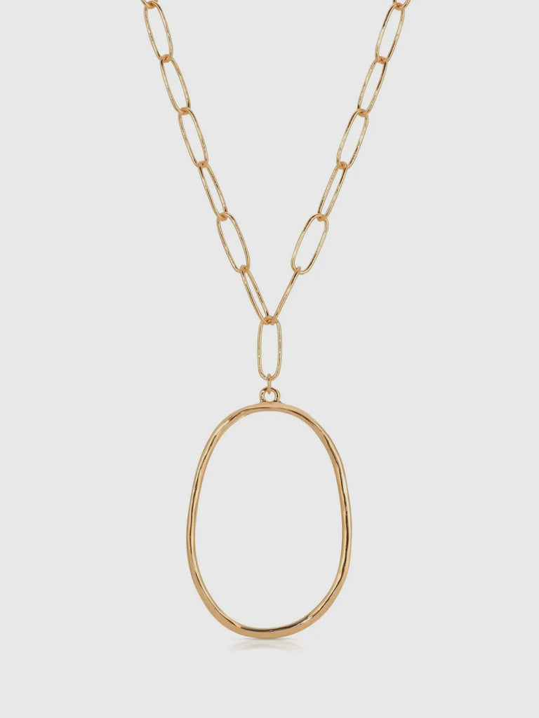 Large Oval Pendant Chain Link Necklace