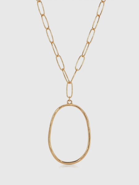 Large Oval Pendant Chain Link Necklace