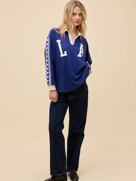Los Angeles Stars Raglan Ruby Long Sleeve in Estate Blue
