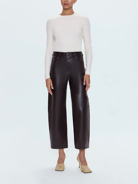 Eli Faux Leather Pant in French Roast