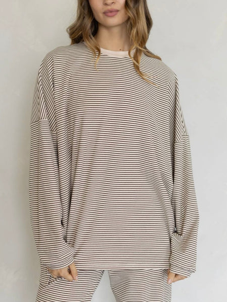 Levi Top in Almond Stripe