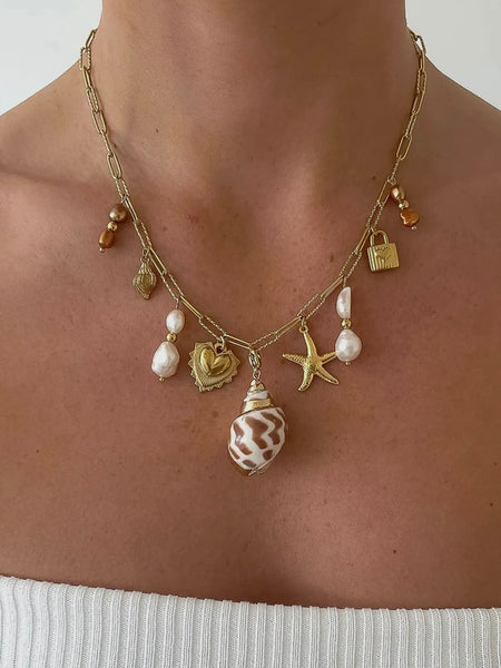 Ophelie Shell & Pearl Charm Necklace