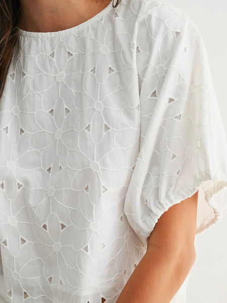 In The Blink Of An Eyelet Blouse in Off White
