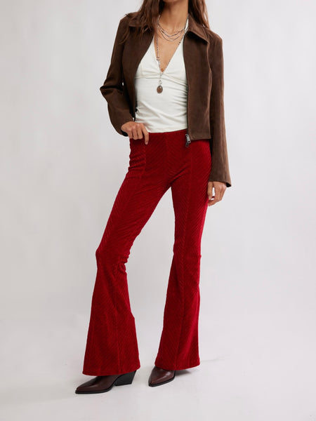 Penny Pull On Velvet Pant in Salsa