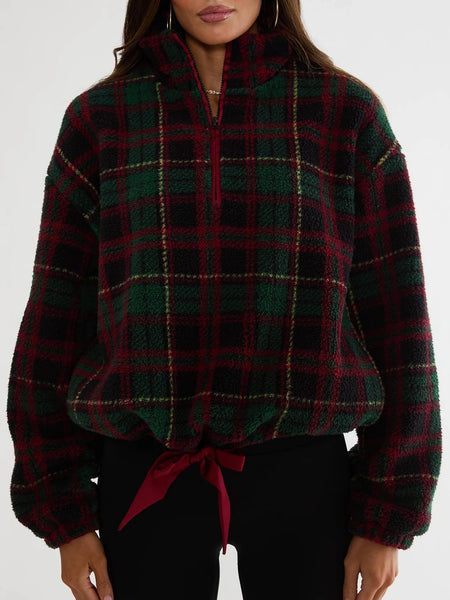 Leona Sherpa Jacket in Pine Hollow Plaid