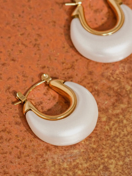 Roselle Teardrop Hoops in White