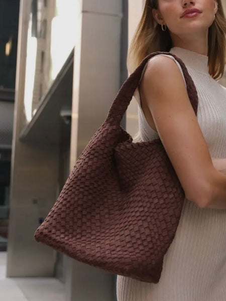 Johanna Woven Shoulder Bag in Tobacco