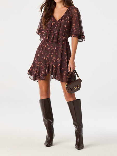 Lilah Dress in Eggplant Floral