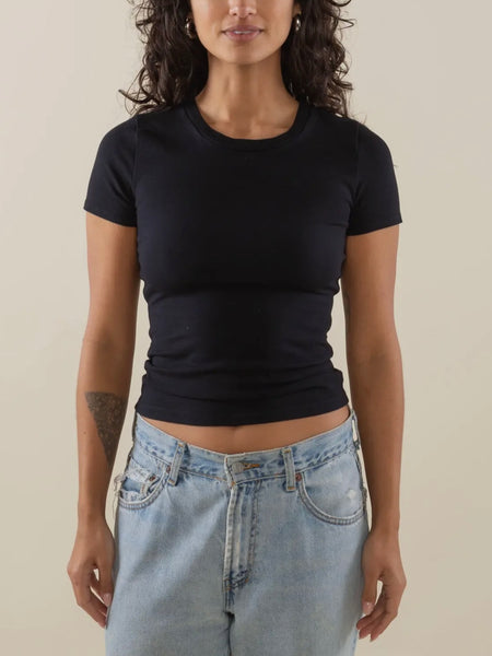 Garment Dye Baby Tee in Black