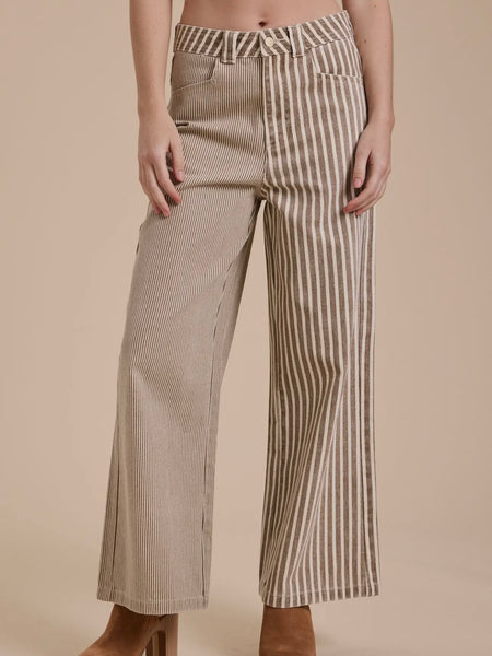 Mixed Feelings Stripe Pants in Brown
