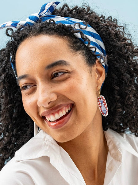 Danielle Ceramic Earring in Plaid Fish