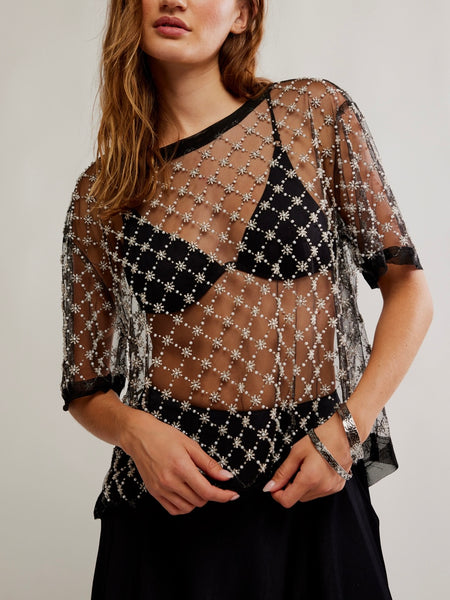 Loir Embellished Knit Top in Black