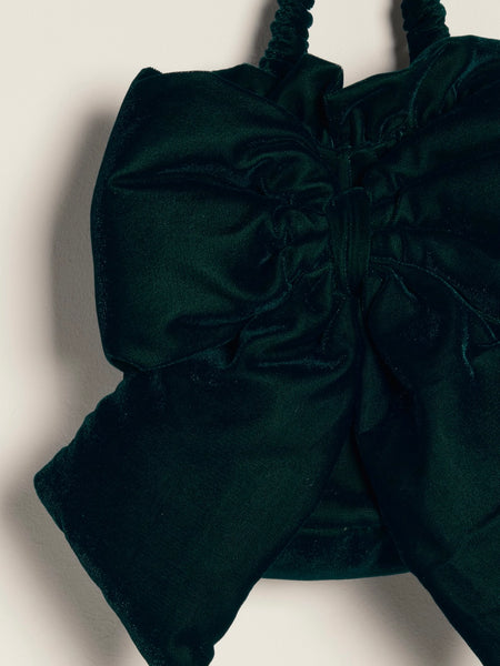 Belle Velvet Bow Bag in Emerald