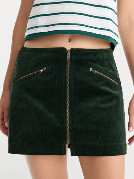 The Cord Mini Skirt in Forest Green