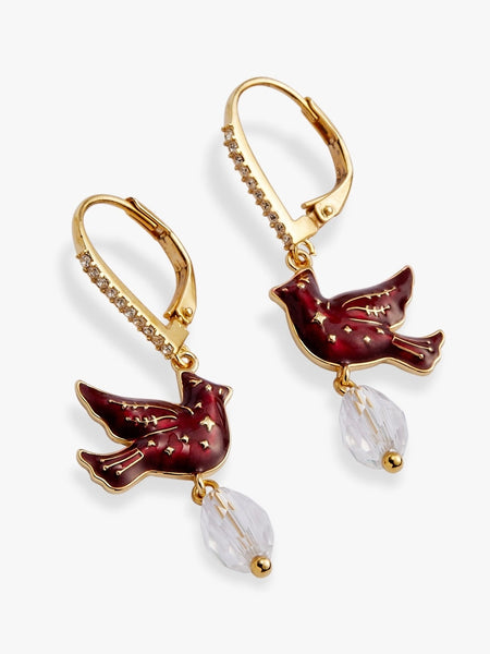 Crystal Cardinal Earrings