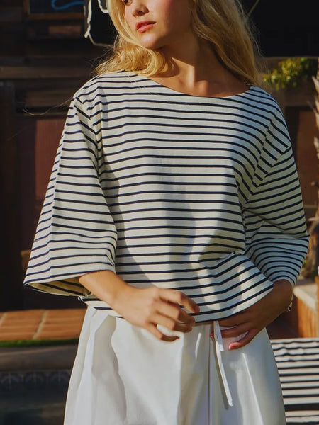 Dockside Striped Tee in Black & White