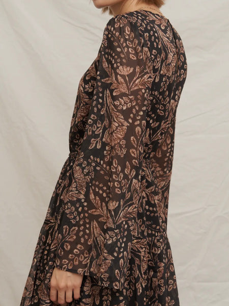 Paisley & Printed Dress in Black
