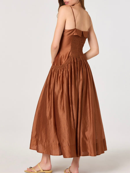 Ovina Dress in Spice Brown