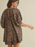 So Spotted Puff Sleeve Romper in Leopard