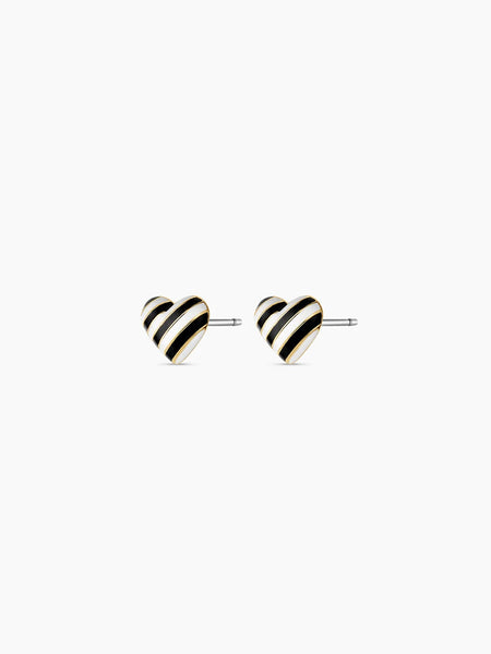 Campbell Enamel Heart Studs in Black