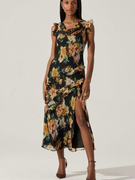Alinta Dress in Black Floral