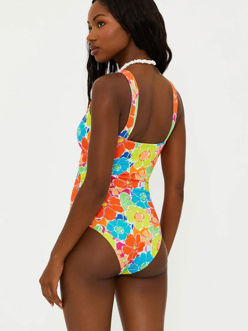 Tyler One Piece in Neon Blooms Waffle