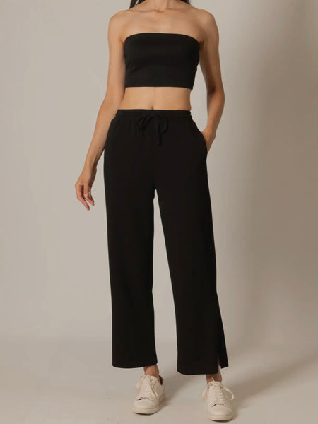 Tru Side Binding Wide Leg Pants in Black
