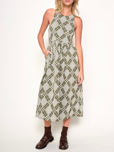 Renzo Dress in Green Plaid