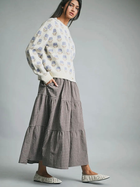 Frosted Floral Cardi in Cream