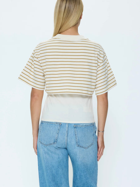 Camryn Twofer Top in Tannin Ecru Stripe