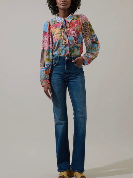 Melani Blouse in Tropical Blues