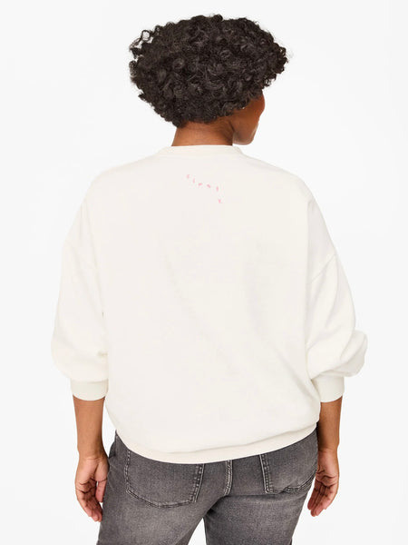 Iconique Oversized Sweatshirt in Oyster White & Peony