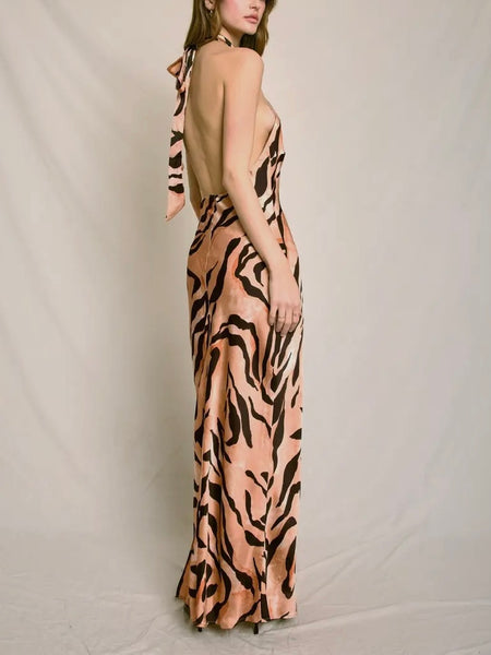 Wild Streak Halter Dress in Tiger