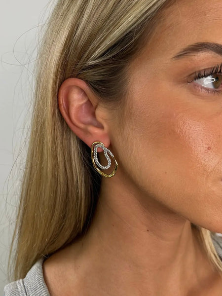 Harper Two Tone Pave Earrings