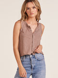 Cropped Raw Edge Tank in Earthy