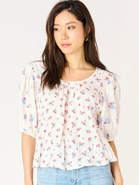 Don't Be Ditsy Floral Top in White