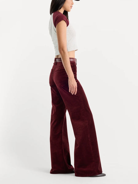 Velvet Good Waist Palazzo Jeans in Berry Noir