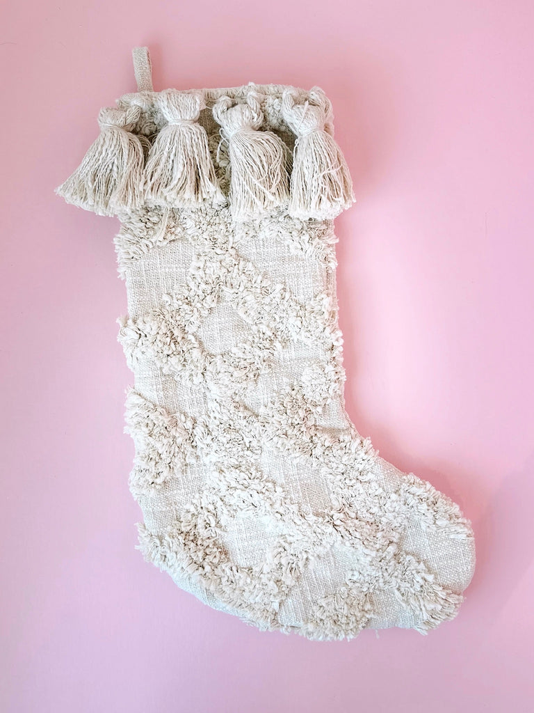 Tufting & Tassels Slub Stocking in Criss Cross