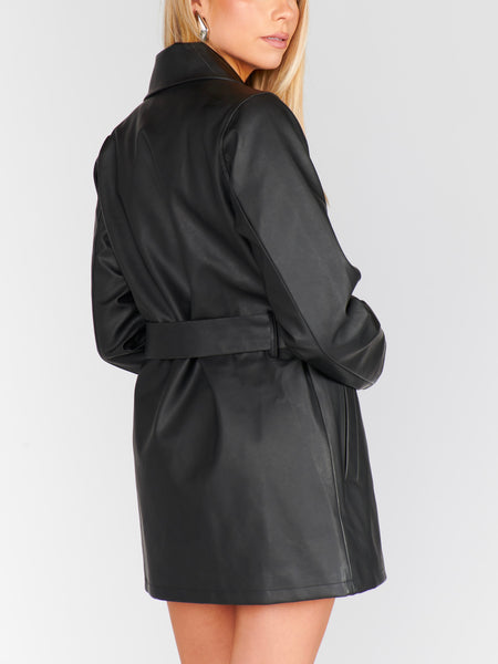 Stapleton Mini Dress in Caviar Faux Leather