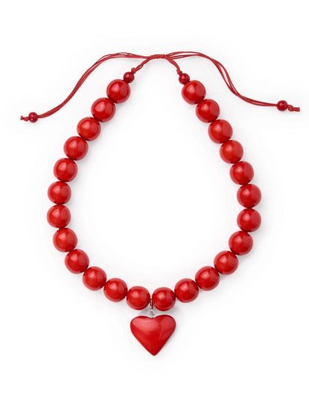Emery Adjustable Heart Necklace in Red