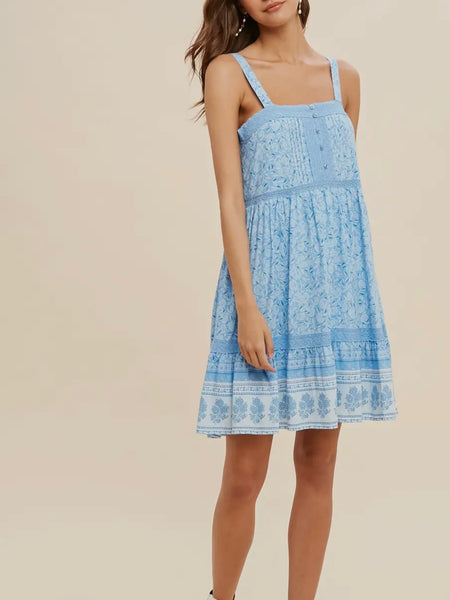 Top Tier Mini Dress in Cornflower