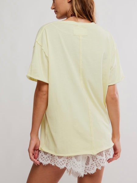 Nina V Neck Tee in Lemon Water