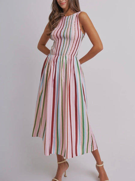 Under The Big Top Maxi Dress in Multi Stripe