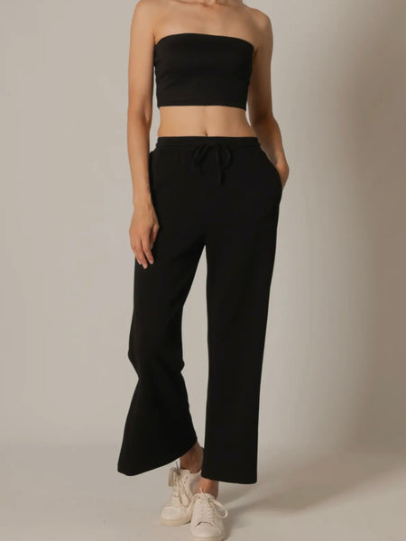 Tru Side Binding Wide Leg Pants in Black
