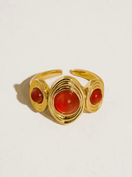 Veona Tri Stone Ring in Red