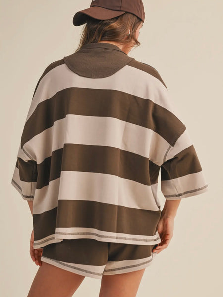 Take A Break Stripe Set in Brown Combo