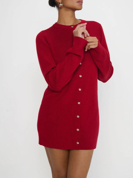 Marguerite Cardigan Dress in Lover Red Knit