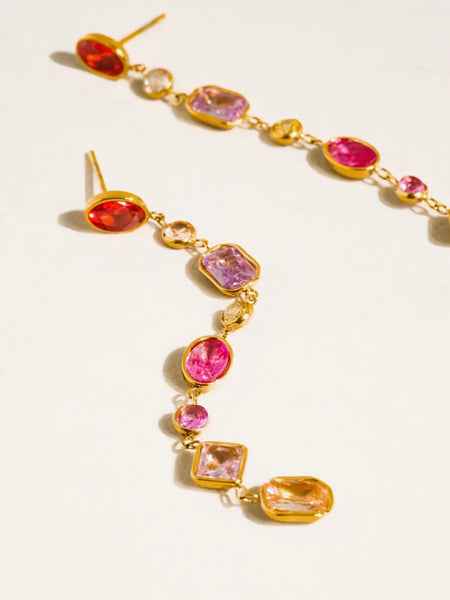 Isalaine Multi Color CZ Drop Earrings