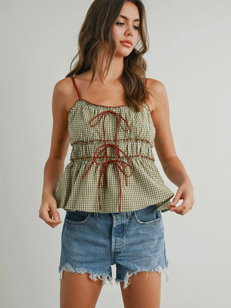 Plaid & Posh Top in Olive